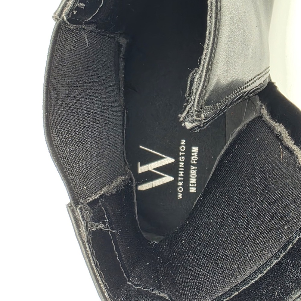 Nice!! Worthington Franz Black Zip Boots Size 8.5M Leather Booties Memory Foam - Picture 7 of 12